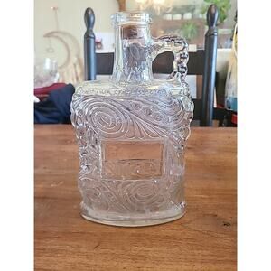 VTG Old Forester 1953 KY BOURBON Whiskey DECANTER embossed swirls W/ handle 9.5”
